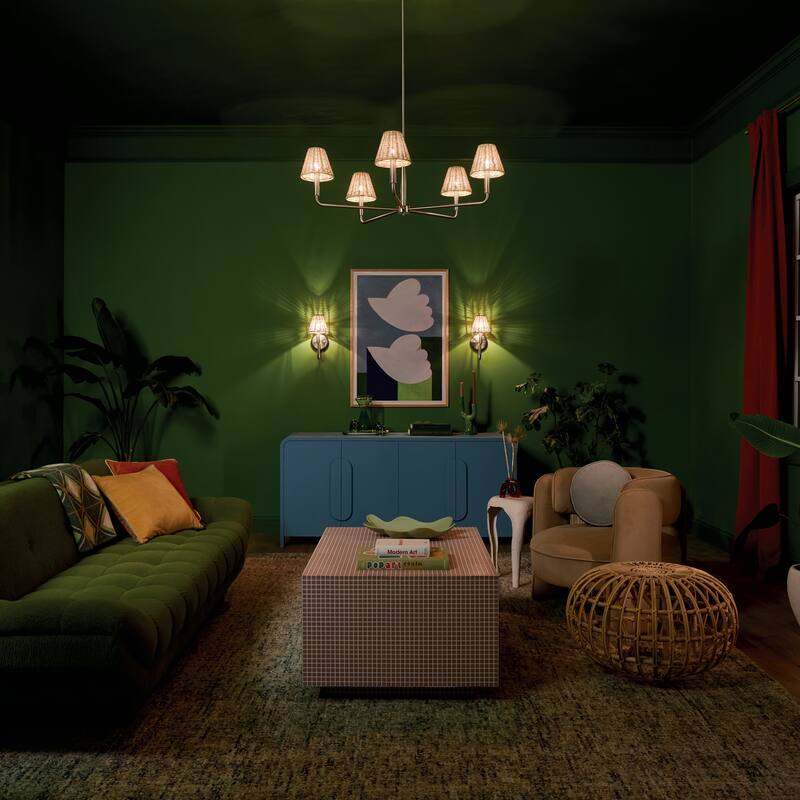 Kichler Lighting Bekah 38 Inch 5 Light Chandelier with Handwoven Rattan Shade in Champagne Bronze