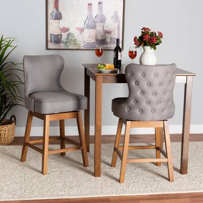 Gradisca Modern Fabric and Wood Swivel Counter Stool Set-2PC