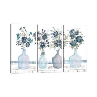 iCanvas "Feeling Blue Florals" by Cindy Jacobs 3-Piece Canvas Wall Art ...