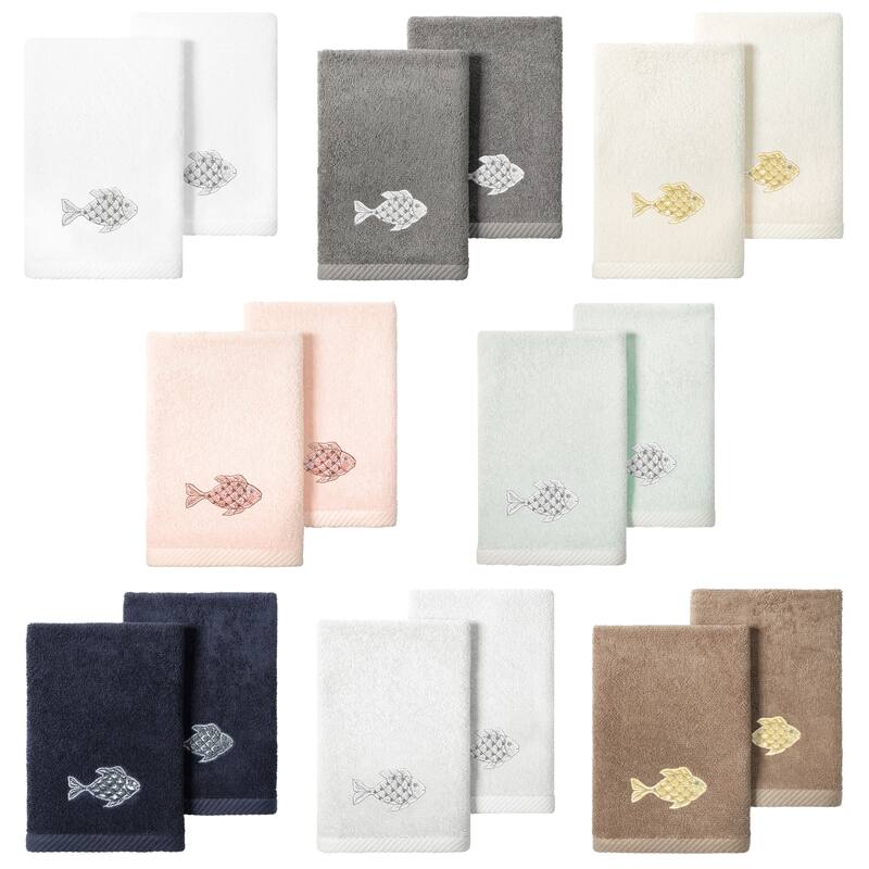 Authentic Hotel and Spa 2PC Embellished Fingertip Towel Set