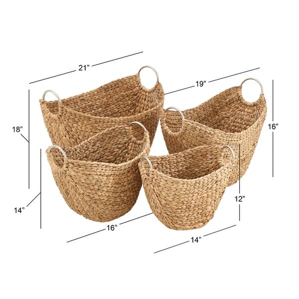 dimension image slide 1 of 5, Handmade Dried Plant Wicker Contemporary Storage Basket