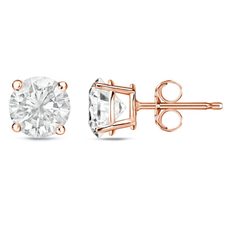 Auriya 1/4 to 3/4ctw Round Diamond Stud Earrings 14k Rose Gold (J-K, I1-I2)