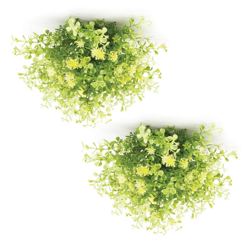 Half Orb Mini Leaf Foliage Artificial Bushes - 10" - Set of 2