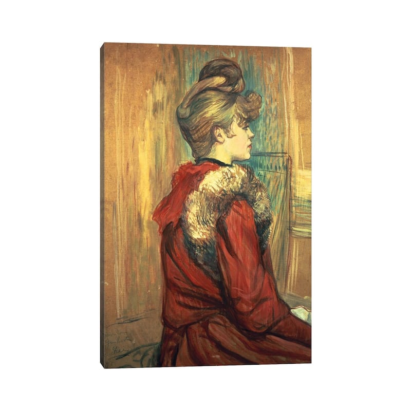 iCanvas "Girl With A Fur Stole, Mademoiselle Jeanne Fontaine, 1891" by Henri de Toulouse-Lautrec Canvas Print