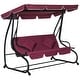 preview thumbnail 19 of 24, Outsunny 3 Seat Outdoor Free Standing Covered Swing Bench with Comfortable Cushioned Fabric & Included Canopy