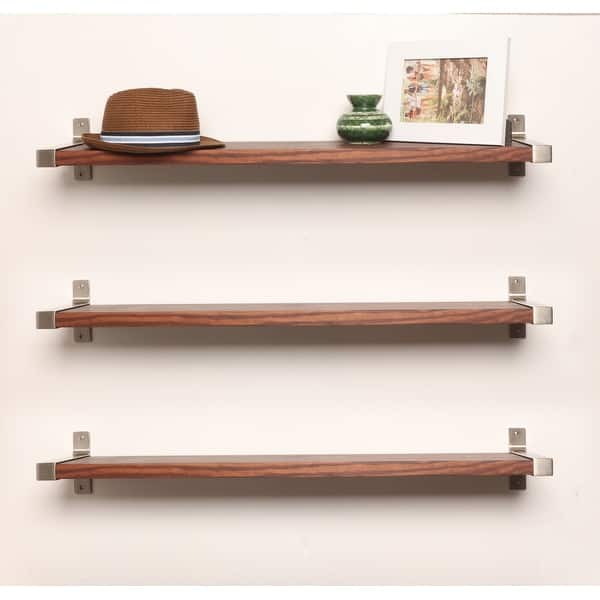 Shop Brandtworks 3 Piece Industrial Modern Wood Wall Shelf Set 7 75 X 38 Overstock 23384419