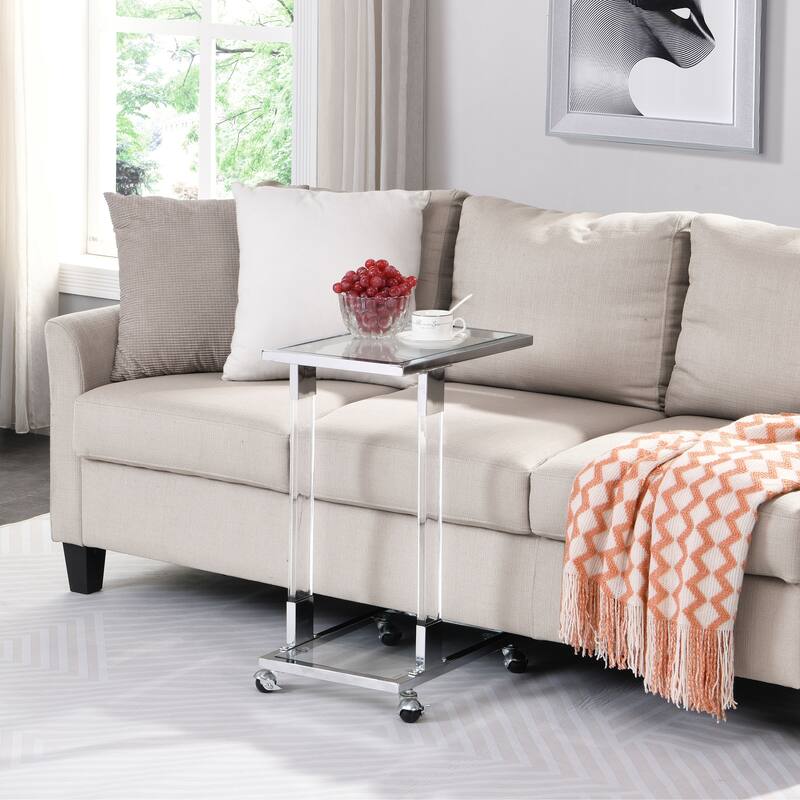 Chrome Glass Side Table Acrylic End Table