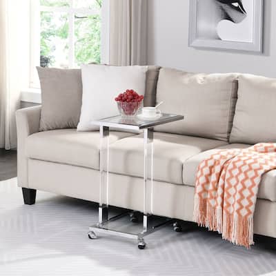 Chrome Glass Side Table Acrylic End Table