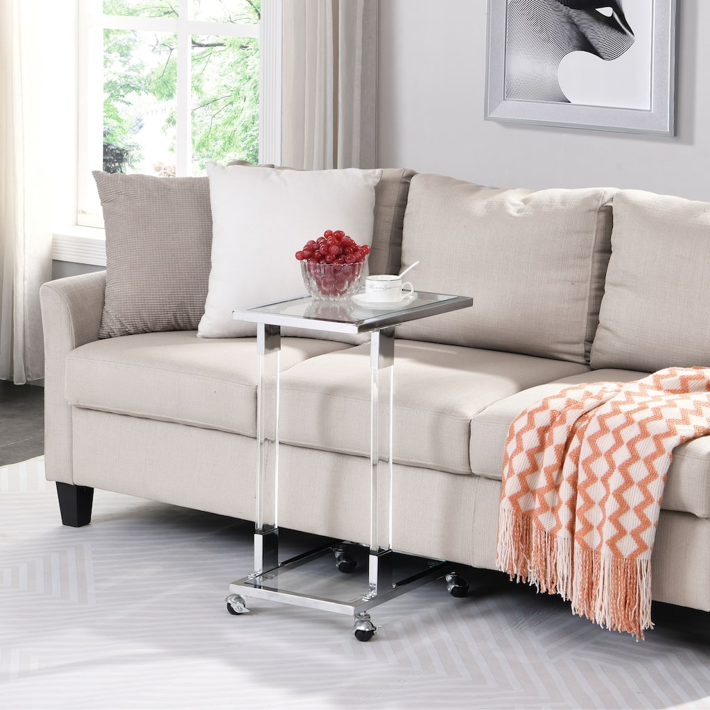 Chrome Glass Side Table Acrylic End Table