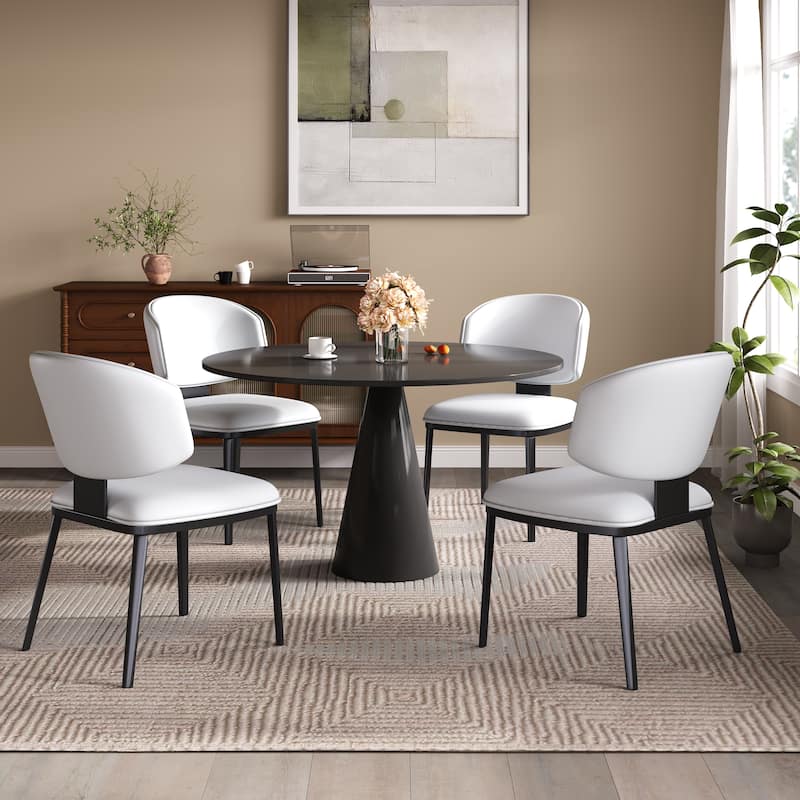 Christopher Knight Home - PU Leather Upholstered Dining Chairs - White+Black - Set of 4