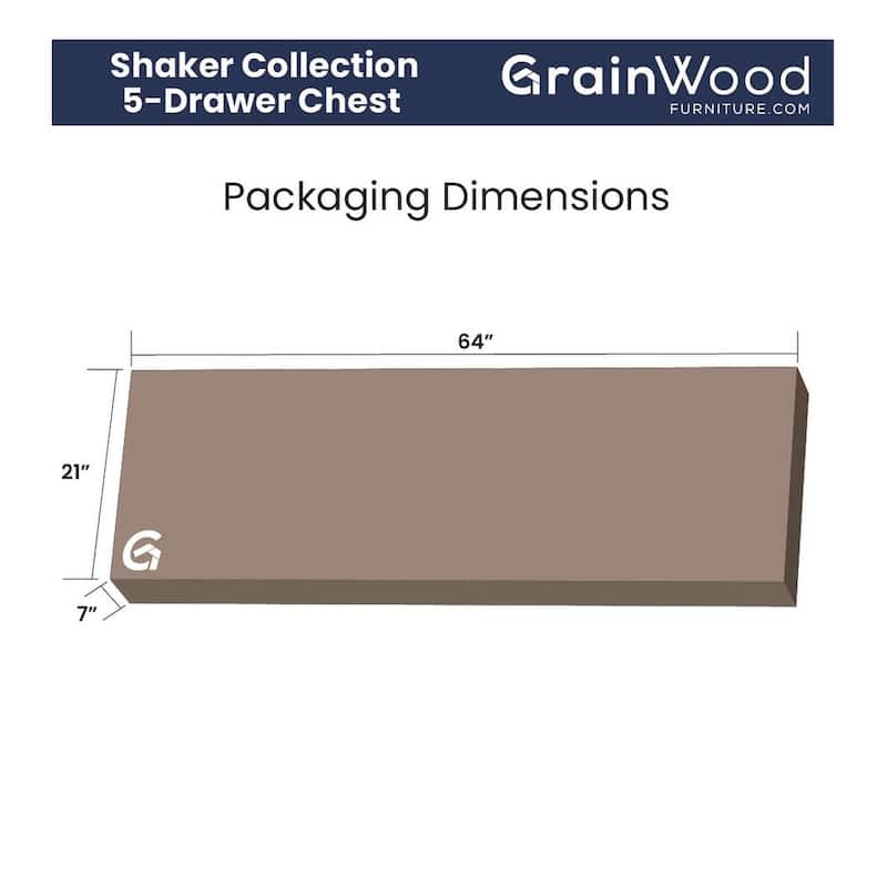 Grain Wood Furniture Shaker 5-drawer Solid Wood Chest
