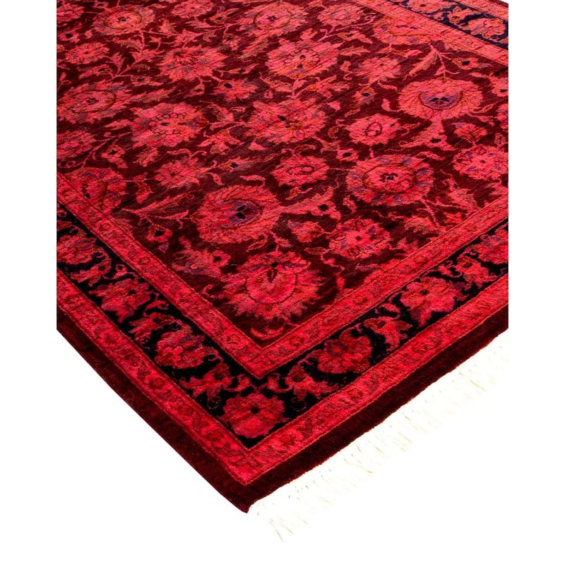 Overton Hand Knotted Wool Vintage Inspired Modern Contemporary Overdyed Pink Runner Rug - 2' 6" x 12' 3"