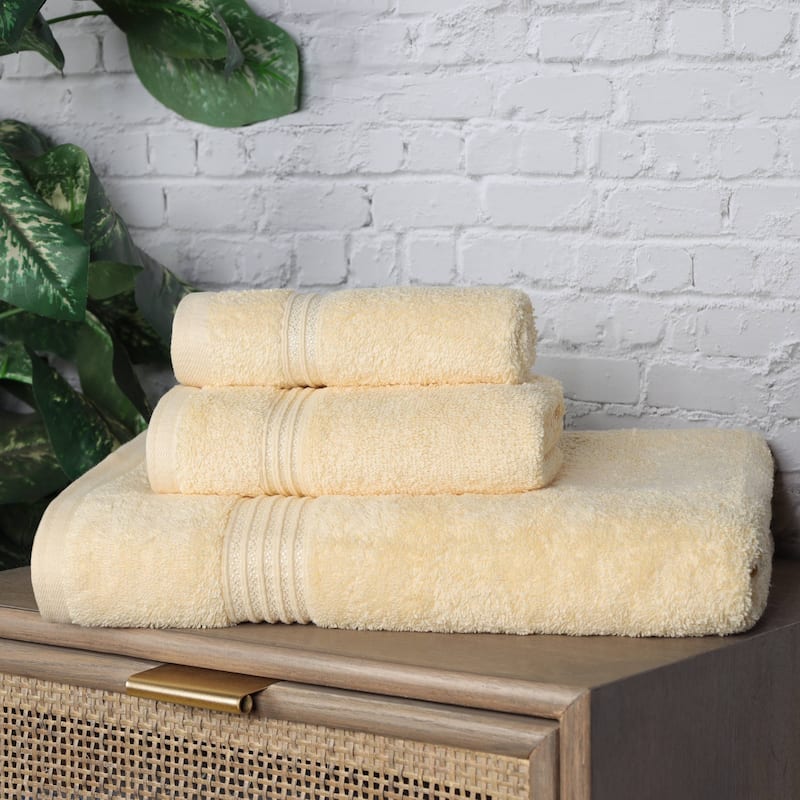 Superior Heritage Egyptian Cotton Absorbent 3-Piece Towel Set - Canary