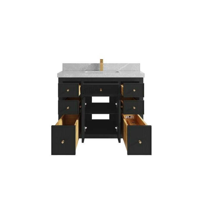 Willow Collections 42 in W x 22 in D Sonoma Free Standing Reeded Single Sink Bathroom Vanity with Countertop