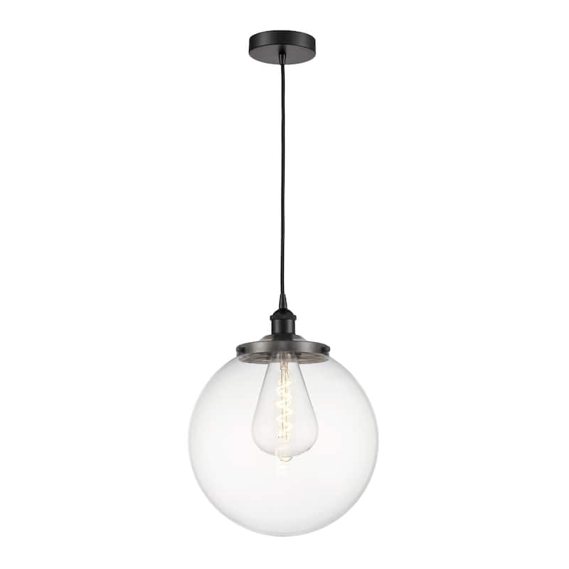 Innovations Lighting Beacon - 1 Light 14" Cord Hung Mini Pendant - Clear/Matte Black