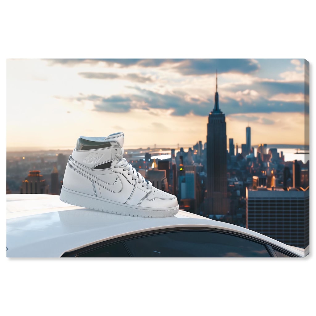 City Car and Sneakers Canvas by Art Remedy, Gallery Wrapped