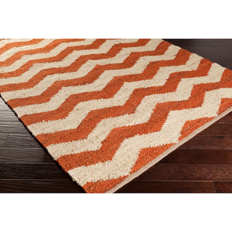 Hand-Woven Madeline Natural Jute Chevron Rug