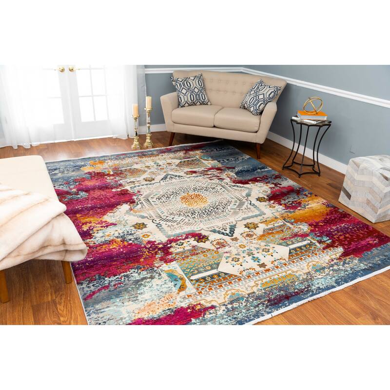 Noori Rug Latif Sandi Rug - 7'10" x 10'0" - Ivory/Red