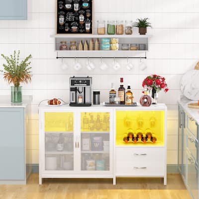 Sideboard Buffet Storage Cabinet with Wine Rack and Holder