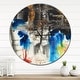 preview thumbnail 9 of 8, Designart 'Black Blue and Yellow Pattern' Oversized Modern Wall CLock 29 in. wide x 29 in. high