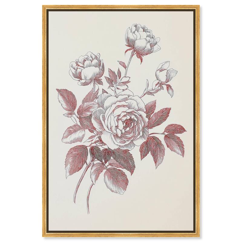 Breezy Red Pencil Blooms II Canvas by Art Remedy - 10" x 15" - Gold
