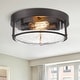 preview thumbnail 9 of 11, 2-Light Farmhouse Flush Mount Ceiling Lights with Seeded Glass