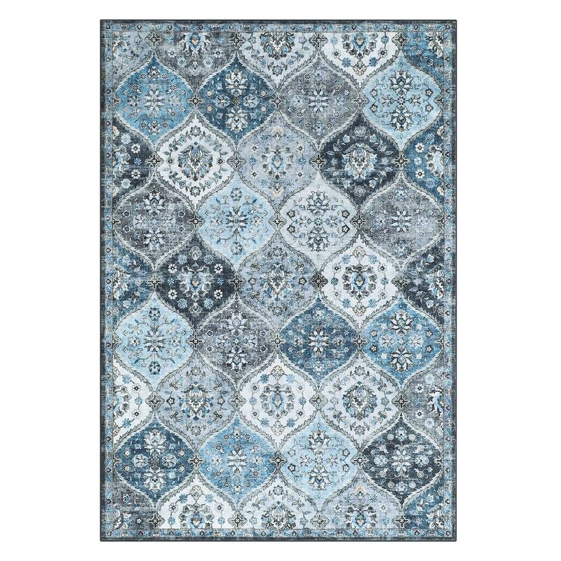Rugs for Living Room Vintage Oriental Trellis Area Rug Soft Non Slip Low Pile Accent Rugs for Dining Room Office