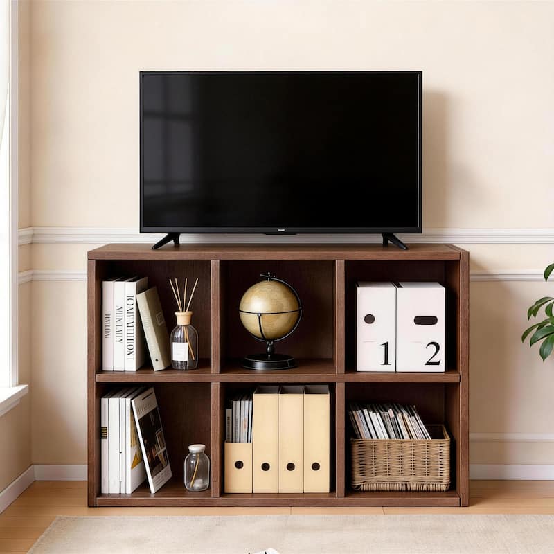 Book Shelf with 6 Storage Place Wooden Bookshelf Storage Organizer Diaplay Cabinet