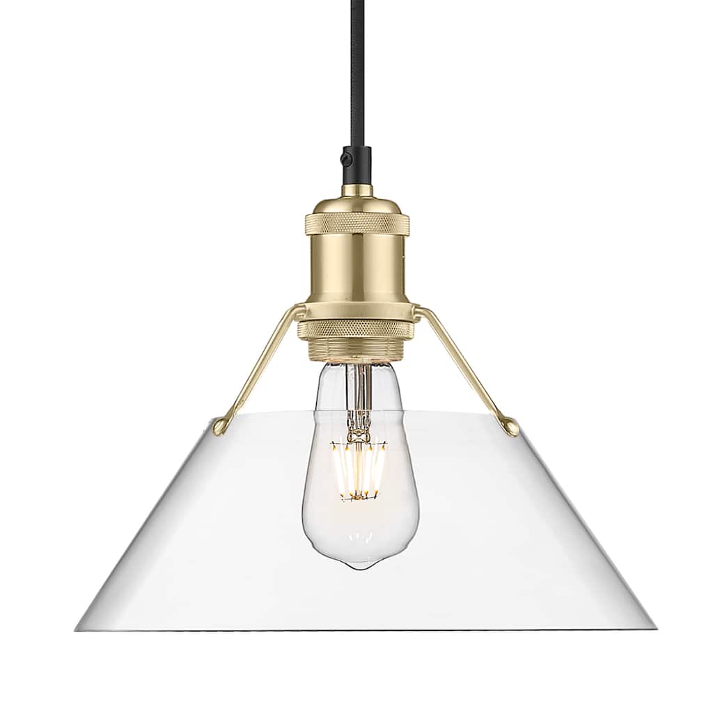 Yep by Golden Lighting Orwell 1-light 10in Pendant in Brushed Champagne Brass and Clear Glass - Gold