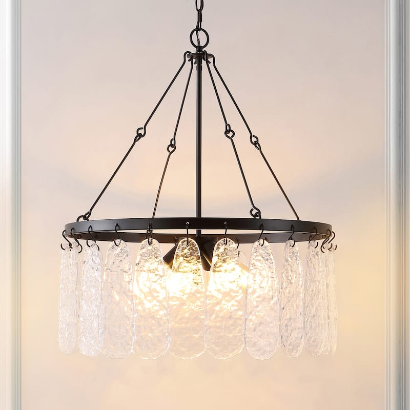 SAFAVIEH Lighting Lilie 6-Light 25-inch Chandelier - 24 In. W x 24 In. D x 34-93 In. H - Black/Clear