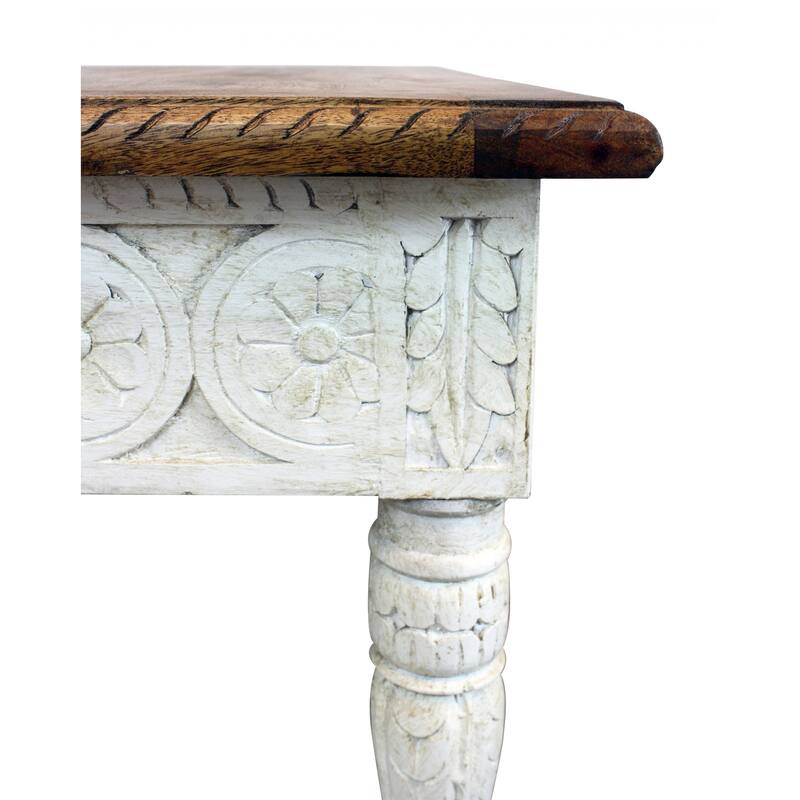 HomeRoots 24" Ivory And Brown Solid Wood Square End Table - 24