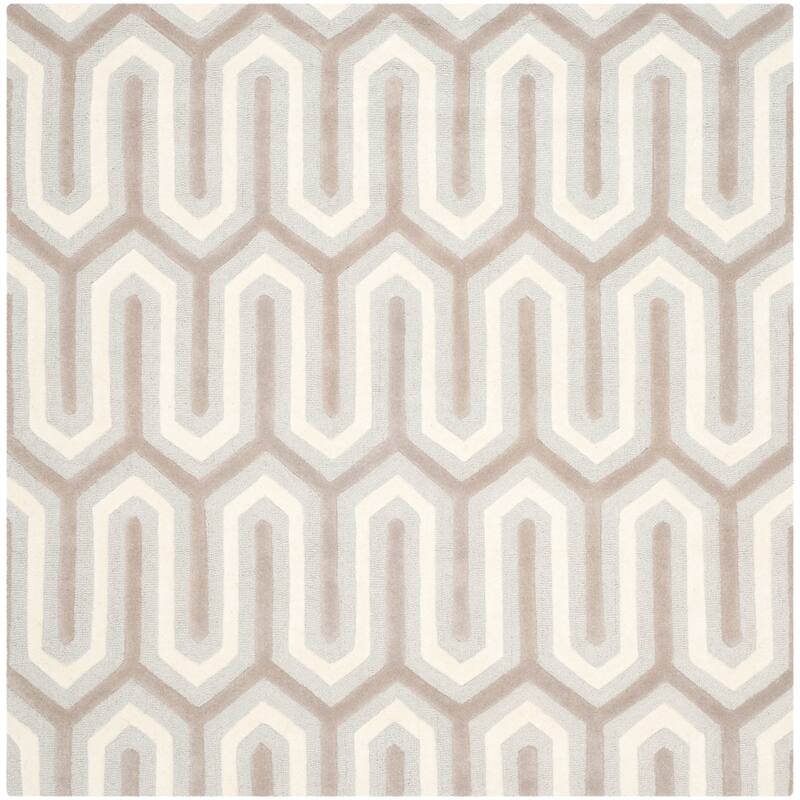 SAFAVIEH, Handmade Cambridge Faiza Modern Moroccan Wool Rug - 6' Square - Light Blue/Grey