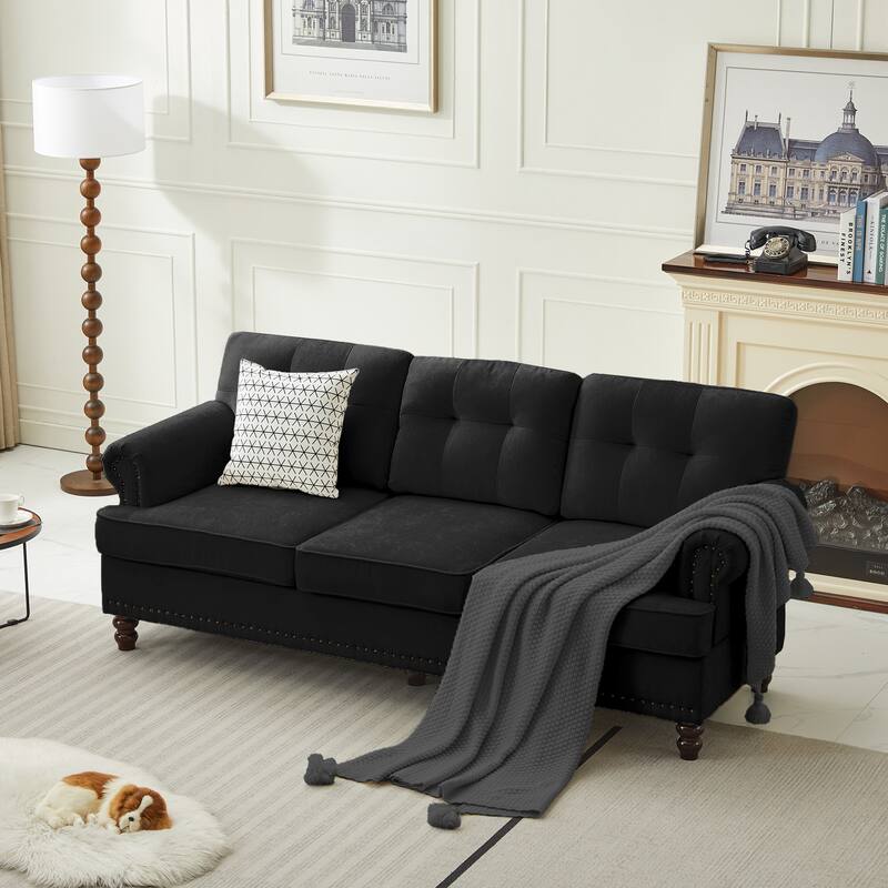 Set of 1 Piece, 3-seat Chenille Sofa with Solid Rubberwood Legs for Living room