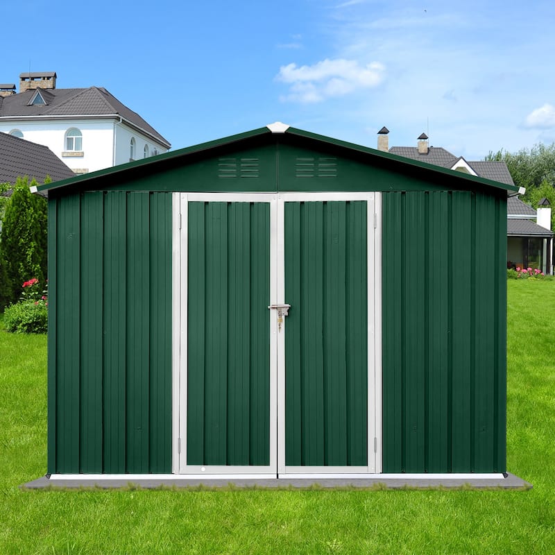 10'x8' Metal Outdoor Storage Shed for Patio Furniture - Green