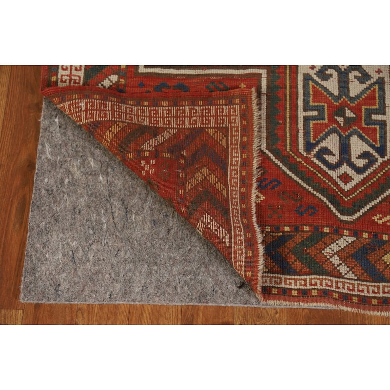 Hand Knotted Oriental 100% Wool Carpet Traditional Tribal Red Caucasian Area Rug - 5' 7'' X 3' 7''
