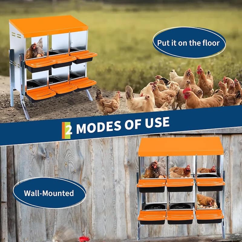 6-Hole Metal Chicken Nesting Box or Easy Cleaning with Legs