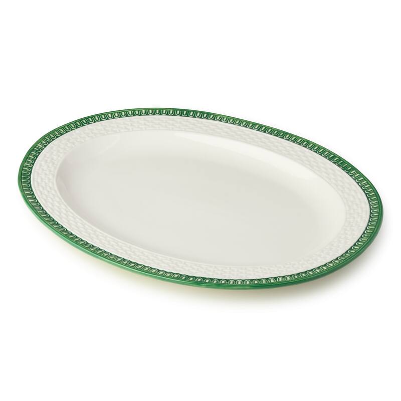 Certified International Le Jardin Embossed Rattan Oval Platter 16" x 12" - 16"W x 12"D x 1.25"H