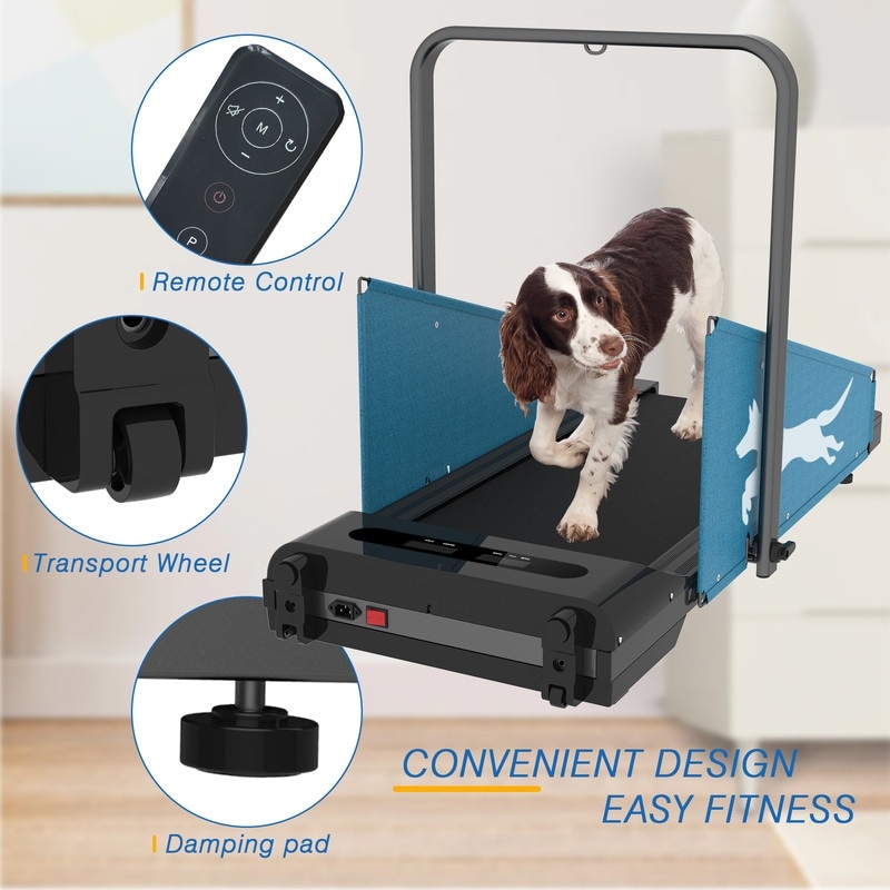 Multi-functional LED Display Dog Treadmill Small Dogs with 12 Preset Training Plans & Safety EmergencyShock-absorbing - Black
