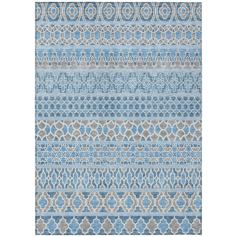 Machine Washable Indoor/ Outdoor Chantille Stripe Boho Rug
