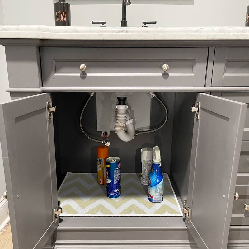 Under Sink Mat - Ultra-Absorbent Cotton Shelf Liners For Kitchen Cabinets - 2X3 feet
