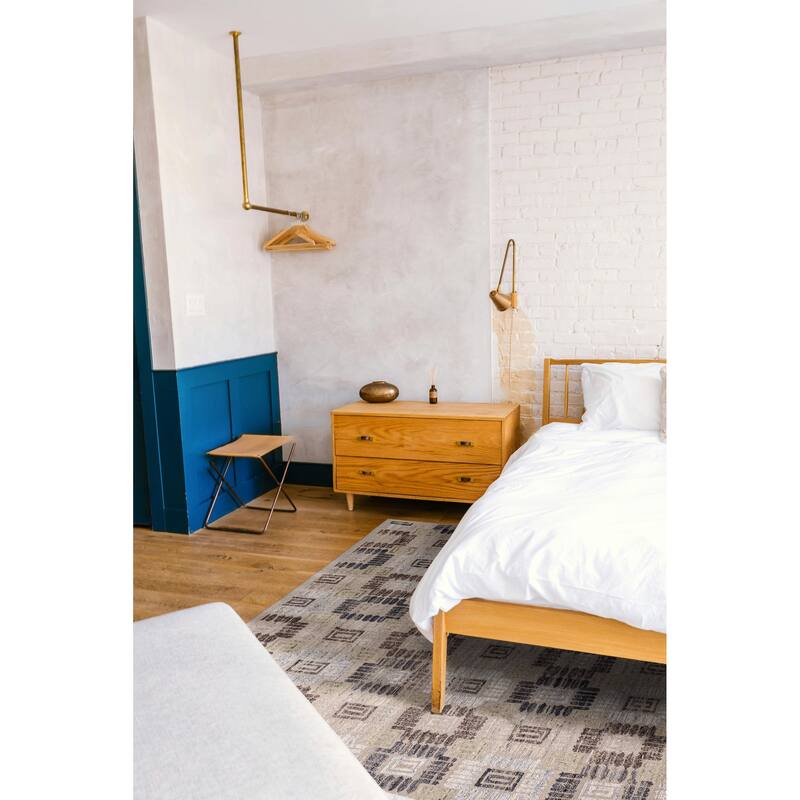 ECARPETGALLERY Hand-knotted Tangier Grey Viscose, Wool Rug - 9'2 x 11'11