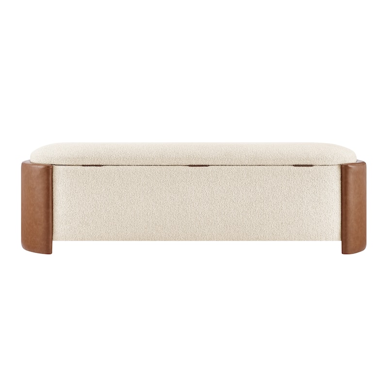 NPD Furniture Alyssa Boucle/Faux Leather Storage Bench