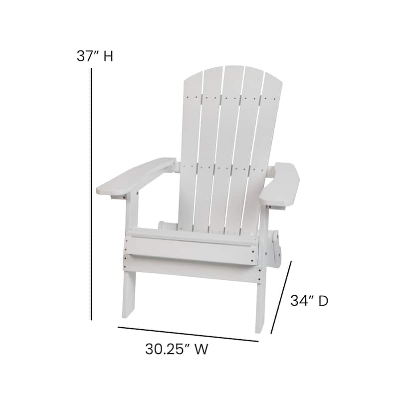 Set of 2 Indoor/Outdoor Folding Adirondack Chairs with Side Table - 34"D x 30.25"W x 37"H