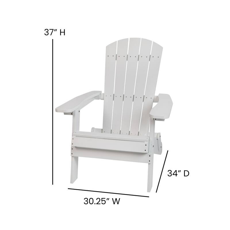 Set of 2 Poly Resin Folding Adirondack Chair-Indoor/Outdoor Patio Chair