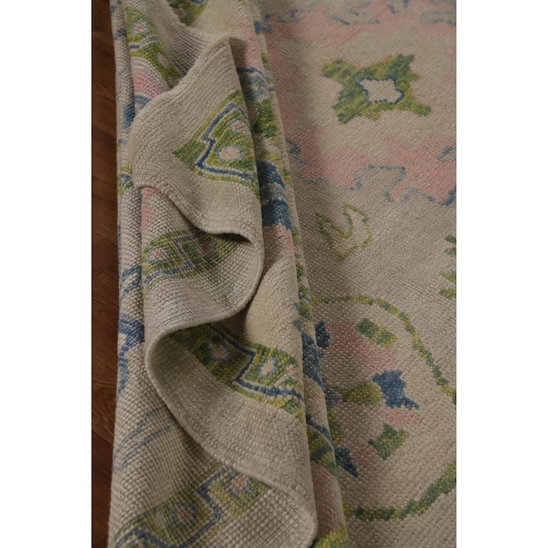 Hand Knotted Oriental 100% Wool Carpet Transitional All-Over Beige & Ivories Oushak Area Rug - 14' 5'' X 9' 7''