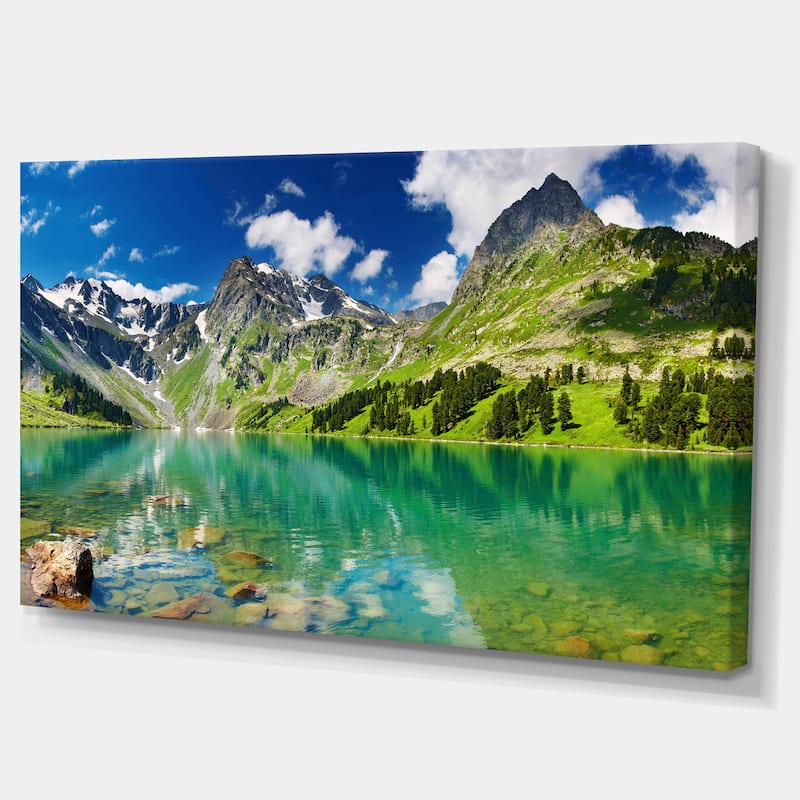 Designart - Bright Day Mountain Lake Photography Canvas Art Print
