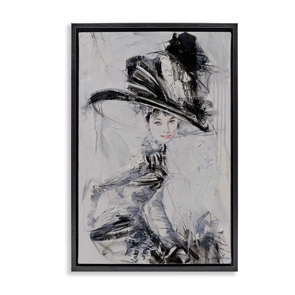 Stupell Abstract Sophisticated Audrey Framed Floater Canvas Wall Art Design By Lucille Lee