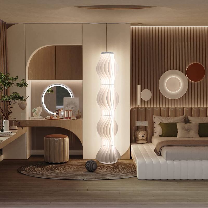 Tall LED Floor Lamp with Hawaiian Hula Skirt Shade