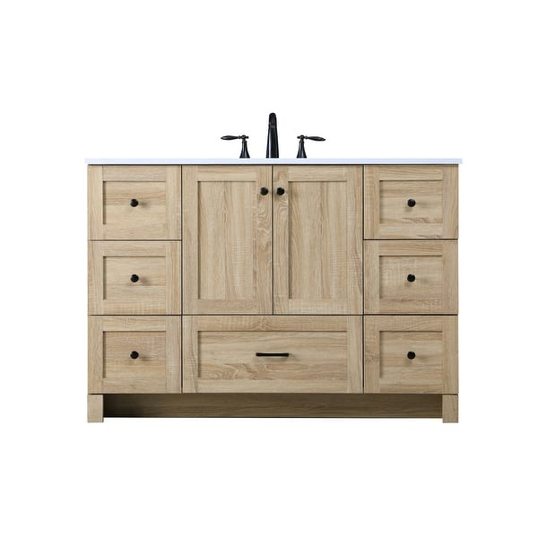 slide 2 of 11, Elegant Lighting VF2848 Soma 48" Free Standing Single Basin Vanity Set Mango Wood - Wood Finish