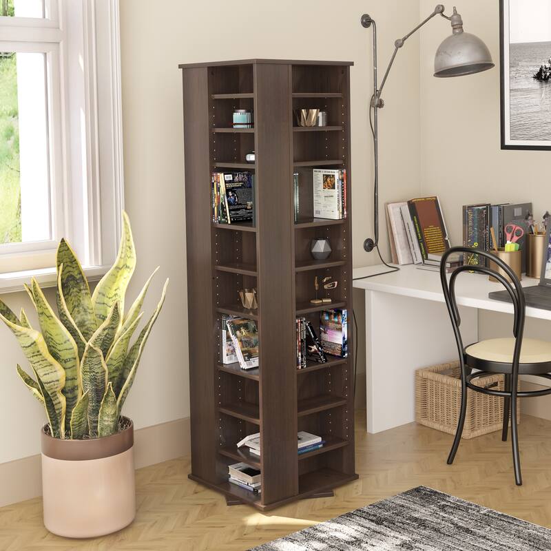 Prepac Everett Espresso 4-sided Spinner Media Storage Cabinet